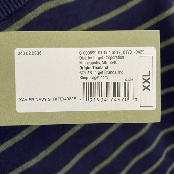 Goodfellow 100% Cotton Navy Sweater green stripe XXL NWT - Picture 5 of 7